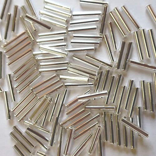 Бисер стеклярус 9 mm #0021 серебристый