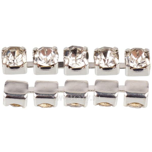 Стразовая цепь 1,7 мм  Crystal\silver