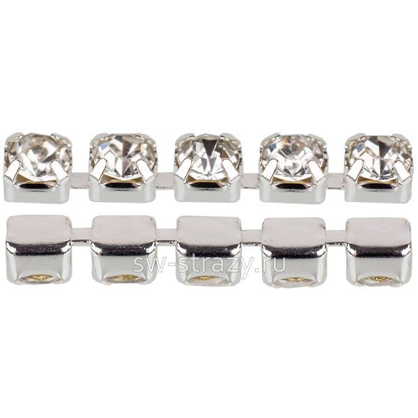 Стразовая цепь 2.7 мм  Crystal\silver