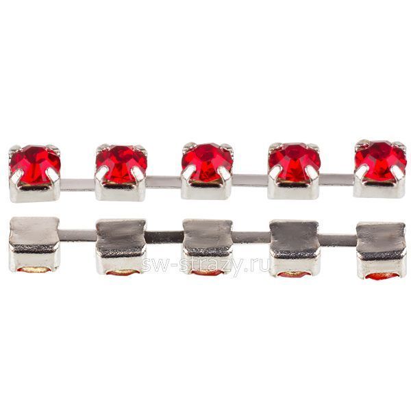 Стразовая цепь 2.9 мм  Light siam\silver