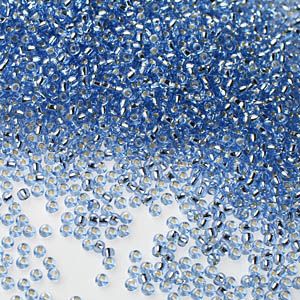 Бисер круглый 15/0 #0033 Внутреннее серебрение,  светлый сапфир